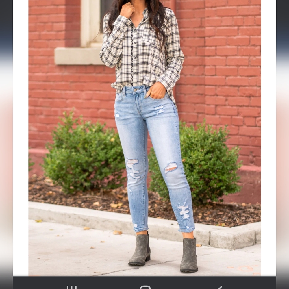 NWT KANCAN MID RISE ANKLE JEANS π - Picture 1 of 12